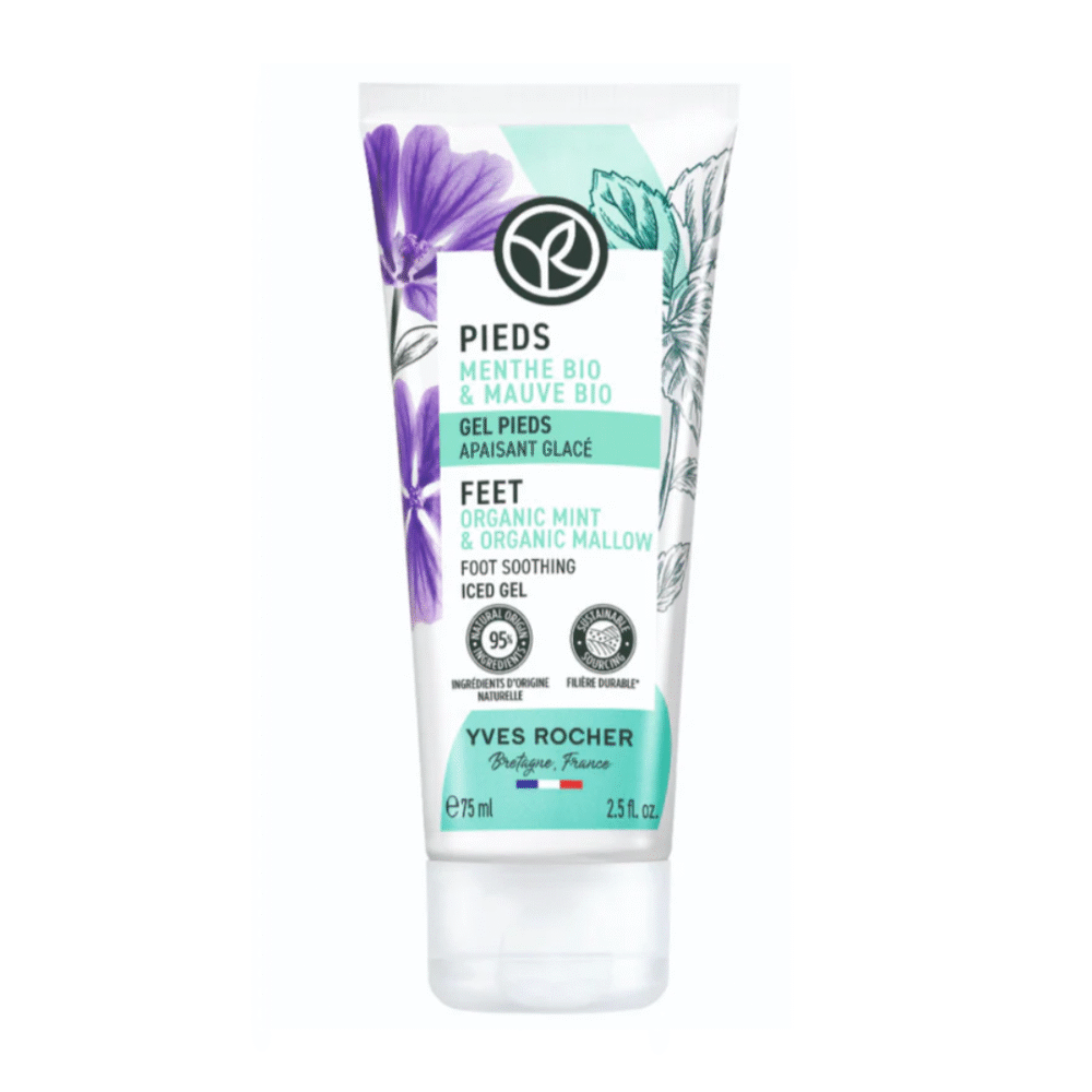 Yves Rocher gel refrescante anti fatiga para pies + exfoliante pies