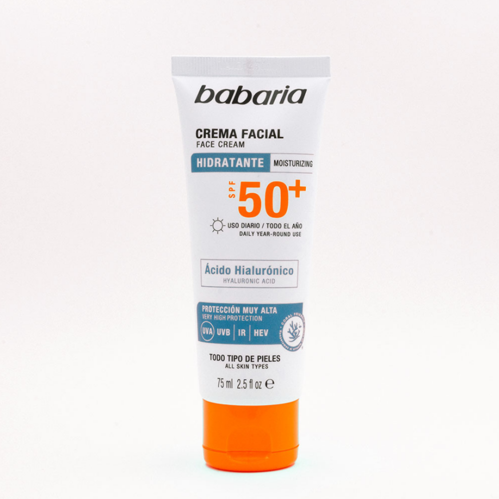 Babaria crema solar facial Ácido Hialurónico SPF 50